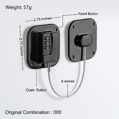 Refrigerator Lock, Heavy Duty Fridge Lock, Combination Lock for Refrigerator Cabinets, Drawers, Safety, Easy Install No Keys Needed (Black-2Pack) - color: Black-2Pack