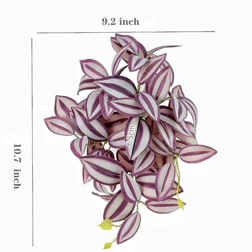 Reptile Plants for Terrarium, Reptile Tank Decor,Artificial Plants | Fake Plants for Ball Python Gecko Snake,Hanging Plant with Suction Cup ,Amphibian Habitat Decor-2 pack(Purple) - color: Zebrina