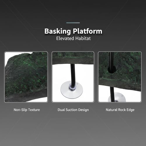 11 X 4.7 in Adjustable Floating Turtle Pier, Reptile Ramp, Resin Rock Basking Platform with Suction Cups for Aquatic Tank, Suitable for Turtle, Frog, Newt