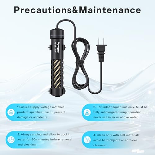 FREESEA Aquarium Heater for Fish Tank: Stable Temperature Maintains 78°F | 25W Worry-Free Heating via Dry Run Protection for 1–5 gal Betta Turtle & Saltwater Tank - size: 25W(1-5 Gallon)