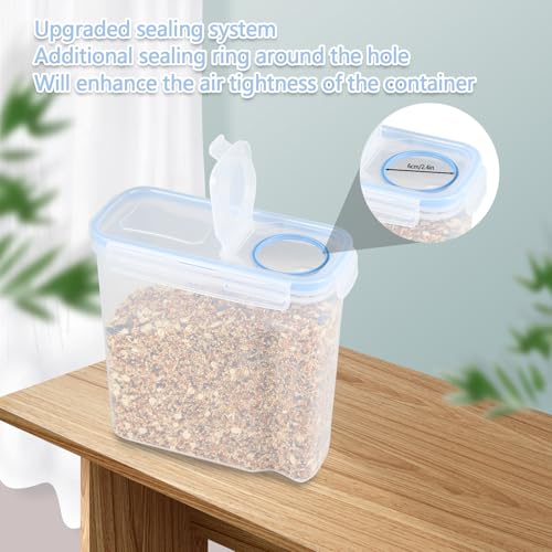 Pet Food Storage Containers,Airtight Small Animals Food Container,Cat Food Storage Container,Jars Dispenser Set with Lids,Multi Size3.52Qt/4L and2.2Qt/2.5L,for Wild Bird Seed Dispenser|BPA Free/Clear