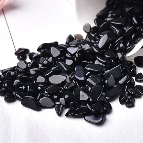 Erliway Black Obsidian Crystal Chips Bulk for Vase Filler, 0.5 lb 7-9 mm | Natural Crushed Crystal Stone for Spell Jar, Aquarium Gravel, Reiki Healing Meditation, Jewelry Making, Resin Art, Home Décor - color: Black Obsidian