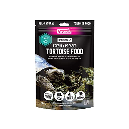 Arcadia Optimised52 Freshly Pressed Tortoise Food 500G – All-Natural Tortoise High Fiber Diet with 52 Species of Grasses Herbs and Flowers, Complete Reptile Food with Bee Pollen, Calcium & Probiotics - size: 1.06 Pound (Pack of 1)