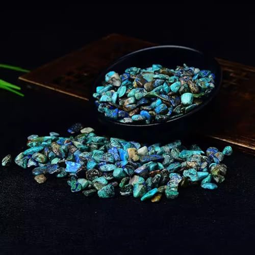 Erliway 7-9mm Chrysocolla Healing Crystal Chips for Crafts, 100g | Natural Crushed Crystal Stones Tumbled Chips for Vase Filler Aquarium Gravel, Meditation Chakra Balancing, Candle DIY Making - color: Chrysocolla