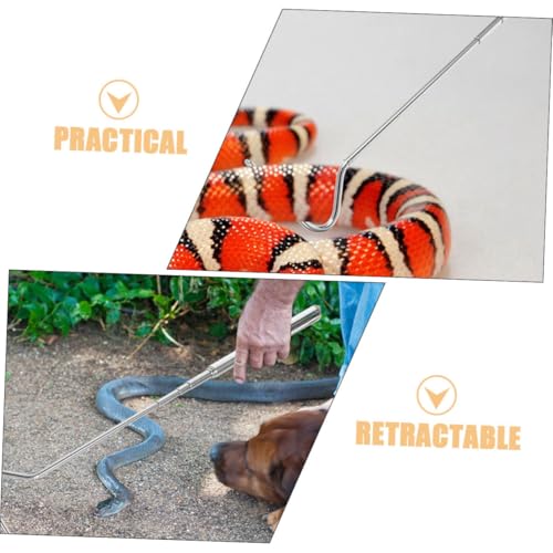 Retractable Reptile Hook Stainless Steel Tool for Safe Snake Control and Exotic Animal Management Portable and Easy Storage