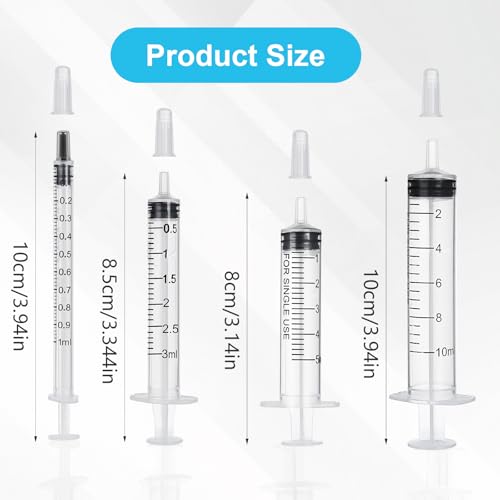20 Pack 3ml/cc Syringe with Cap, Small Plastic Syringes without Needle, Individually Wrapped, for Liquid Oral Measurement, Scientific Lab, Colostrum Collect, Feeding Pet, Watering