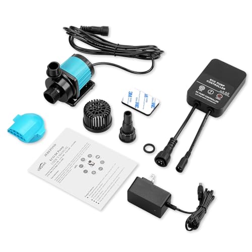 400GPH Aquarium Return pump with LCD display controller, 15W DC 24V aquarium pump for saltwater freshwater aquarium,fish tank,sump,20 speeds ECO Quiet Submersible and inline pump - style: 400GPH,15W