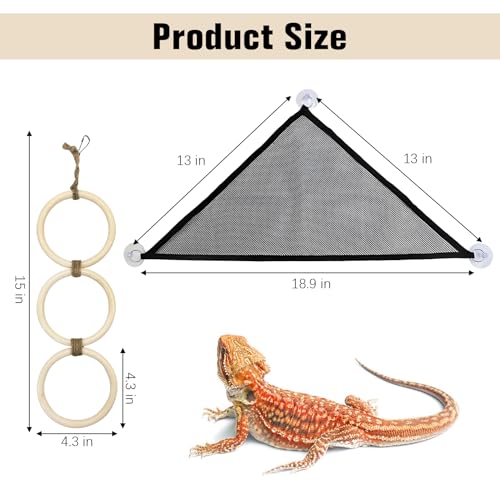 2 PCS Snake Enrichment Toys, Reptile Hammock with Suction Cups & 3-Ring Snake Climbing Rings, Reptile Enclosure Decor Accessories for Ball Pythons Lizards and Geckos(White Ring) - color: White