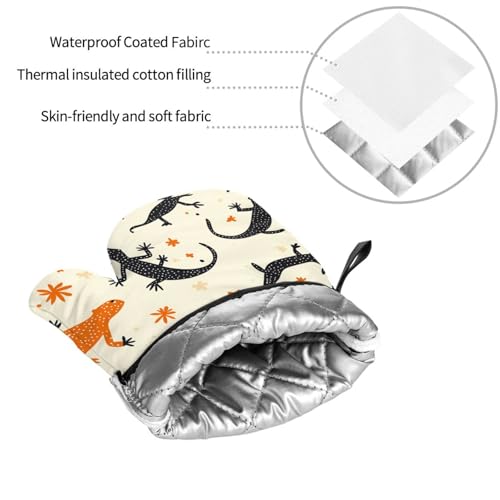Reptile Painting Prints Kitchen Layers: Waterproof Oven Covers for Safe Handling & Easy Cleanup – 4 Piece Heat Protection Bundle