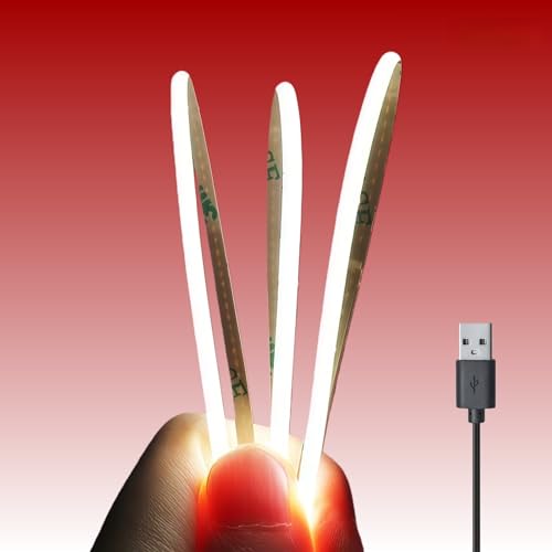 Ultra-Narrow 3mm USB-C COB LED Strip Lights Self-Adhesive, for Kitchen Cabinets, Bedroom, Gaming Desk (6000k Cool White, 4ft) - color: 6000k Cool white, size: 4ft