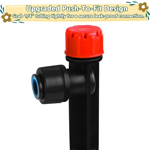Push-to-Fit Drip Irrigation Emitters for 1/4" Drip Irrigation Tubing, 30 Pieces Adjustable 360 Degree Water Flow Drippers Sprayer on Stake 360° Full Circle Multi-Stream Irrigation Drippers - size: Push-to-fit Stream Emitters - 30 Pieces