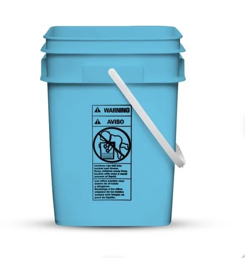 4 Gallon Square Food Grade Bucket Pail with Plastic Handles and Lid (Pack of 3) Made in USA containers (Aqua - Black lids) - color: Aqua - Black Lids