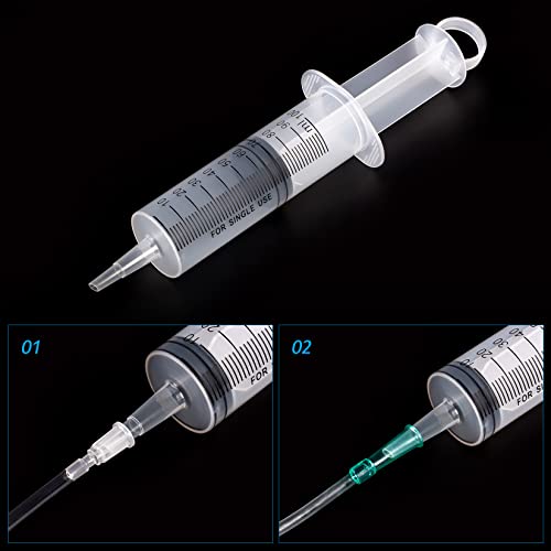 100ml/cc Syringes with Tube 40 Inch Handy Plastic Tubing and Adapter Tip | for Liquid, Refilling Measuring, Dispensing Watering, Plant Irrigation, Feeding Pets, Oil or Glue Applicator - size: 100ML/CC