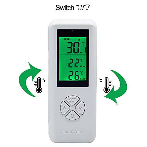 Digital WTC200 Wireless Thermostat Plug-in Temperature Controller Outlet, Remote Temp Controller, Thermometer Heating Cooling Mode for Fan Heater Greenhouse Home Brew Reptile - White