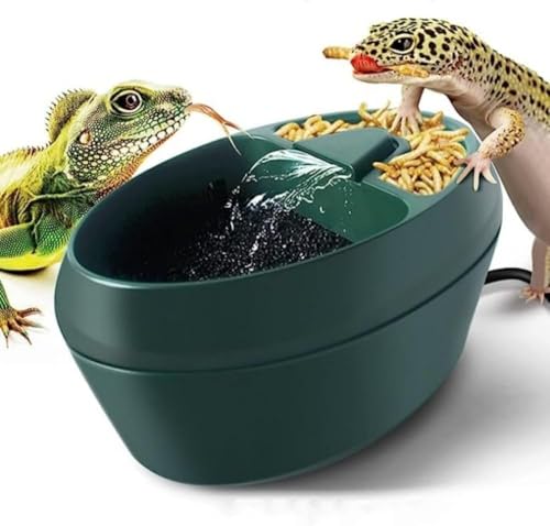 pet Water Reptile Drinking Fountain Water Dripper Suitable for Snake Gecko Lizard-Chameleon Bearded Dragon Water Dish Bowl Amphibians Insects Gecko Lizard Turtle Frog Water and Food with Water Pump