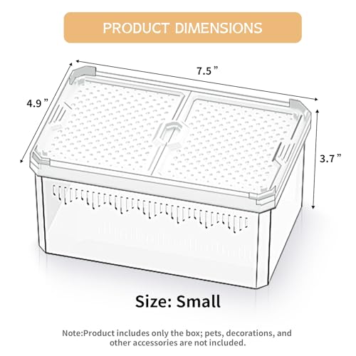 7.5" Clear Magnetic Door Reptile Terrarium for Gecko & Frog White | Clear acrylic magnetic door; top grid vents for airflow. Non-stick, wipe-clean surface. Fits geckos, insects & crabs - color: White, size: 7.5x4.9x3.7 Inch