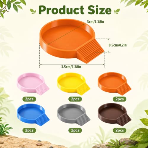 12 Pack Round Tiny Feeding Dish for Invertebrates, 6 Color Feeder Bowls for Dubia Roaches, Springtails, Isopods - size: Round