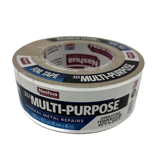 Nashua 322 HVAC Multi-Purpose Foil Tape, 46m Length, 48 mm Width, Aluminum - size: Large