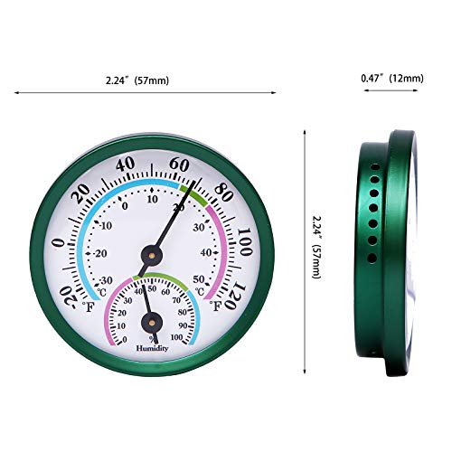 Mini Indoor Thermometer Hygrometer Analog 2 in 1 Temperature Humidity Monitor Gauge for Home, Room, Outdoor, Offices, Display Mechanical (No Battery Needed) (Green-2 Pack, Green-2 Pack) - color: Green-2 Pack, size: Green-2 Pack