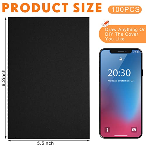100 Pcs Journals Notebooks Bulk - Kraft Softcover A5 Small Notebooks 5.5 Inch x 8.3 Inch Notepads with 60 Page 30 Sheet for Writing Sketch Travel Office Supplies(Black,Unlined) - color: Black, style: Unlined