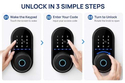 HEI LIANG Smart Door Knob with Keypad,5-in-1 Biometric Fingerprint Door Lock,Keyless Entry Door Lock for Bedroom Office Apartment,App Control,Auto Lock,Fits Standard Doors,Dark Black - color: Dark Black