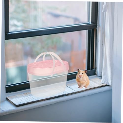 Mipcase 2pcs Small Pet Carriers Plastic Hamster Cages and Turtle Containers Medium Size Pink Portable Outdoor Travel Reptile Boxes for Hamsters and Small Animals