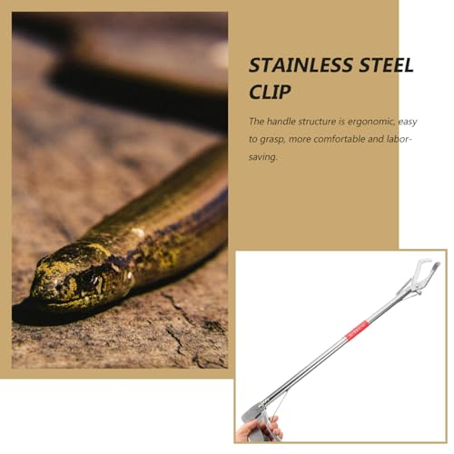 Stainless Steel Straight-Mouth Clip Non-Slip Crab Clamp Lobster Grabber Eel Catching Tool with Ergonomic Handle 29.52 Inch for Seafood and Waste Picking