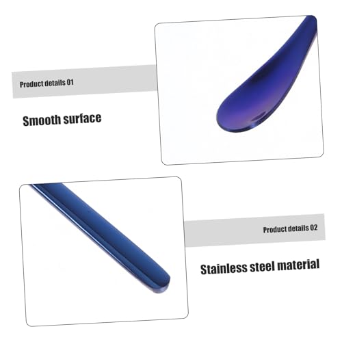 2pcs Reptile Food Spoon Stainless Steel Small Reptile Water Feeder Tortoise Food Scoop - color: Blue