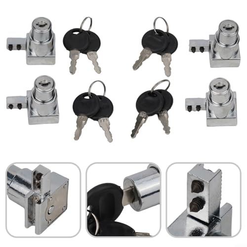 Zinc Alloy Sliding Glass Door Lock Set with Keys for Display Cabinets and Terrariums, Rust-Resistant Hardware for 5-8mm Glass Panels, Installation without Drilling(4PCS) - size: 4 Pieces