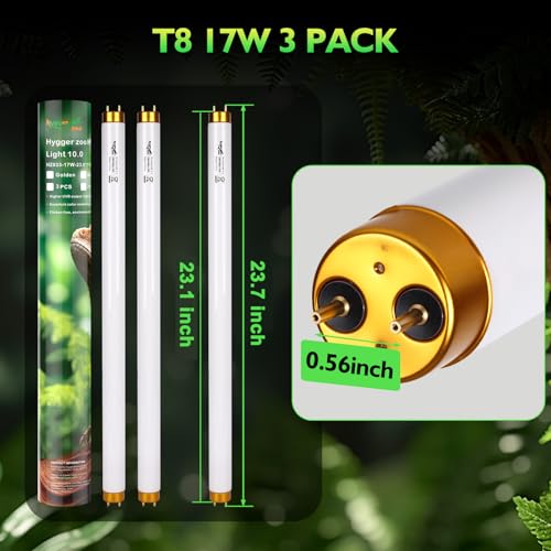 UVB Light for Reptiles Bearded Dragon, 3 Pack T8 UVB Reptile Light UVB Bulb 10.0 17W UVA UVB Reptile Light Bulb Terrarium Light Lamp Tube for Turtle Chameleon Leopard Gecko Snake Tank, 24 Inch - size: T8-24 Inch(3 Pack)