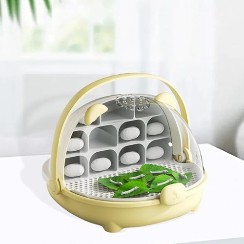 Gralara Silkworm Breeding Box Insect Feeding Box Habitat Cage Transparent Silkworm Hatching Container Small Animal Breeding Case, Yellow - color: yellow