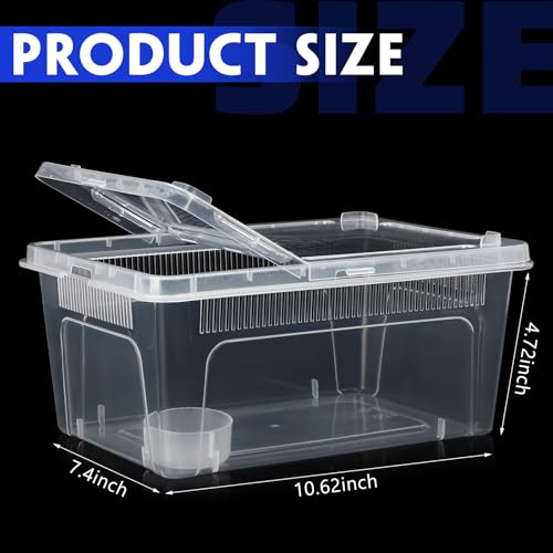 Irenare 8 Pcs Reptile Breeding Box Plastic Spider Terrarium Tarantula Feeding Box for Bearded Dragon Lizard Spider Gecko Scorpion(Vent Strips,Clear,10.6 x 7.4 x 4.7 Inch) - color: Clear, size: 10.6 x 7.4 x 4.7 Inch, style: Vent Strips