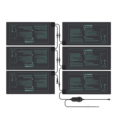 LUXBIRD 6 Pack 30W Seedling Heating Mats 10" x 20.75" with Thermostat Controller, Idea for Seed Starting, Germination, Greenhouse (LB-HT06) - size: 6 Pack-10x20.75