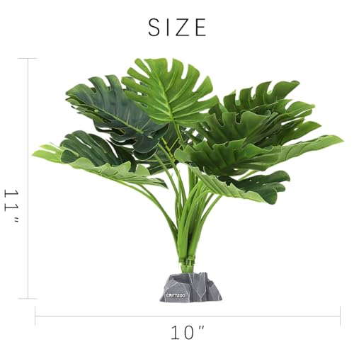 Monstera Fake Plants Reptile Terrarium Decor for Tank Accessories | bearded dragon,ball python tank accessories, artificial plants - color: Fake Monstera Plant