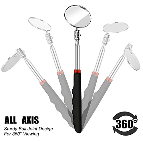 3 Pieces Telescoping Inspection Mirror Round Square Mirror Inspection Tool for Checking Vehicle, Observing Eyelashes Mouth and Other Small Parts(Oval, Square, Round Style) - style: Oval, Square, Round
