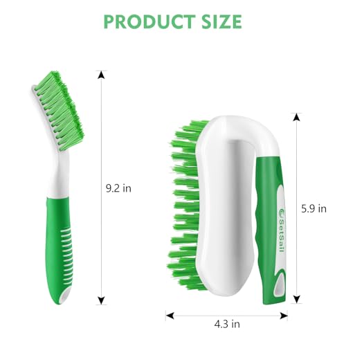 SetSail Scrub Brush, Stiff Bristle Cleaning Scrubber, 4 Pack(Green) | Durable Bristles Ergonomic Non-Slip Tpr Grip. U-Style Hanging Loop for Storage. Use for Shower, Tub, Tile, Kitchen, Carpet. - color: Green, size: 4-pack