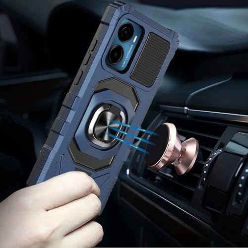 for Cricket Magic 2 5G 2024 U655AC Robotic Ring Stand Hybrid Cover Phone Case + Extreme Band (Blue) - color: Blue