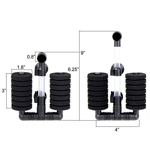 AQUANEAT 1 Pack Double Bio Sponge Filter, for Fry, Betta, Shrimp, Nano, Aquarium Fish Tank - size: Small 1pc