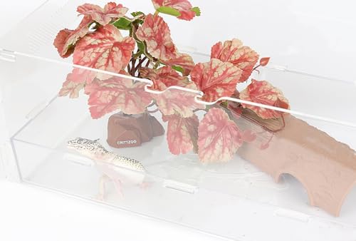Reptile Fake Plants Terrarium Decor fit Snake Gecko Ball Python - color: Fake Heuchera Micrantha Pink