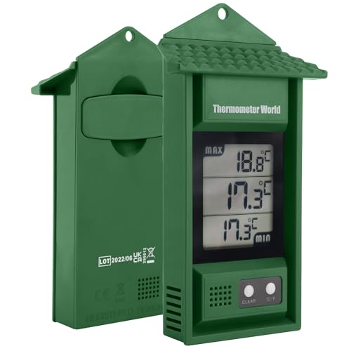 Digital Max Min Thermometer - Monitor Max and Min Temperatures | Handy Greenhouse Thermometer Garden Accessories Easily Wall Mounted Maximum Minimum