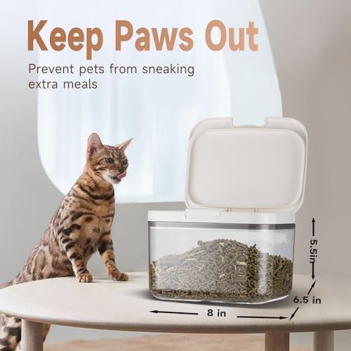 5 lb Airtight Dog Food Storage Container with Scoop, White | Airtight pop-lock lid with measuring cup; clear BPA-free bin stores dry dog or cat food, treats, rice, or flour. - color: (D980)-2.8L