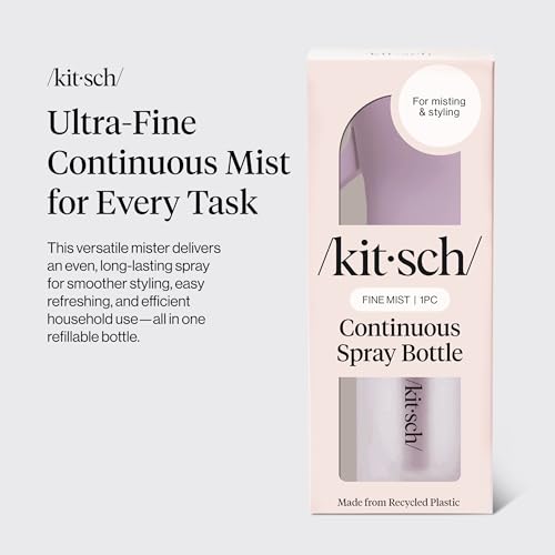 Kitsch Continuous Spray Bottle for Hair – Sheer Violet, 150ml | Fine Mister Spray Bottle & Water Spray Bottle – Recycled Hair Spray Bottle – Spray Bottles for Cleaning, Styling, & More - color: Sheer Violet