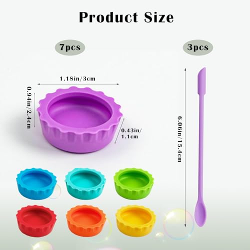 7 Pcs Crested Gecko Tank Accessories Food Dish and 3 Pcs Silicone Scoops, Crested Gecko Food and Water Feeding Cups Colorful Water Bowl for Tortoise, Small Pet and Crab (Colorful)