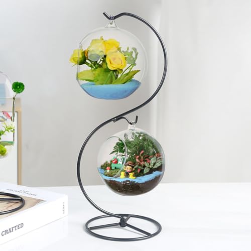 YY YEARCHY Ornament Display Stand Holder Home Wedding Decoration Rack for Hanging Glass Globe Air Plant Flower Pot Stand Iron Pot Hook Stand Terrarium Witch Ball (1, 13.4"*4.9") | Home Wedding Decoration Rack for Hanging Glass Globe Air Plant Flower Pot T