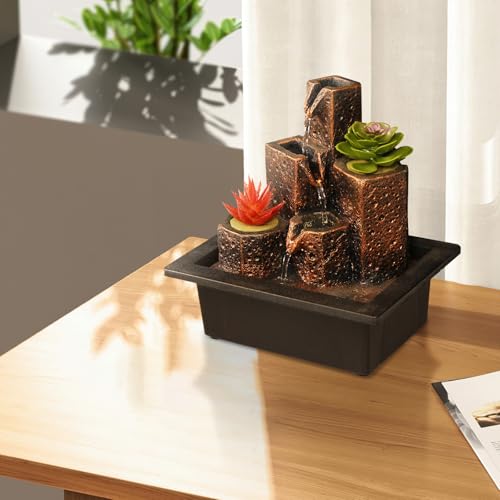 Water Fountains Indoor Mar Themed Small Water Fountain with Candles Holes for Home Decor Meditation (Mar) - color: Stump 3
