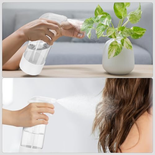 Worldgsb 2 Pack Glass Spray Bottles with Silicone Sleeve, 16 oz Empty Refillable Containers with Adjustable Spray Nozzles, Spray Bottles for Hair, Cleaning Solutions and Plants White - color: White