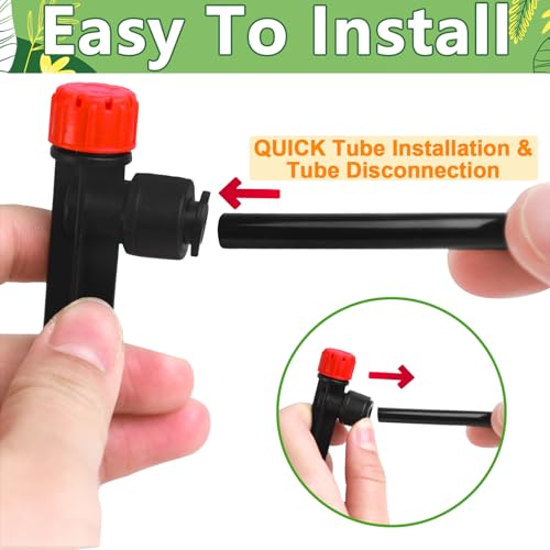 Push-to-Fit Drip Irrigation Emitters for 1/4" Drip Irrigation Tubing, 30 Pieces Adjustable 360 Degree Water Flow Drippers Sprayer on Stake 360° Full Circle Multi-Stream Irrigation Drippers - size: Push-to-fit Stream Emitters - 30 Pieces