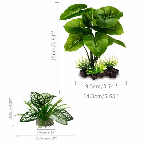 Moonorange Reptile Artificial Plants, Terrarium Plants Decorations Supplies, Aquarium Fish Tank Plant, Amphibian Habitat Hideout Tank Accessories (M Set-2pcs/D) - color: Ms Set-d