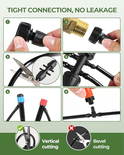Drip Irrigation System for Watering Garden: 230FT Misting Sprinkler DIY Devices with Tubing Hose for Indoor Plants Outdoor Flower Beds Raised Growing Lawn Tree Patio Hydroponic - size: 230FT Barbed