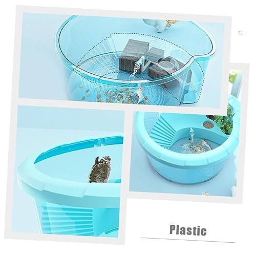 POPETPOP 2pcs Turtle Tank Integrated Basking Area Aquarium for Pet Turtles Habitat for Healthy Breeding and Easy Cleaning
